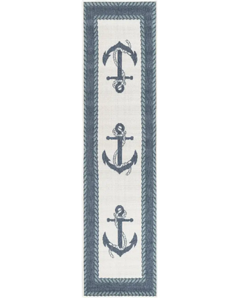 Beach/nautical outdoor coastal anchor rug - Navy Blue / 2’ x