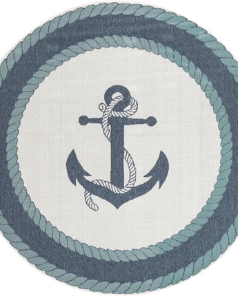 Beach/nautical outdoor coastal anchor rug - Navy Blue / 7’ 1