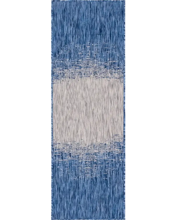 Coastal outdoor modern ombre rug - Blue / 2’ x 6’ 1 / Runner