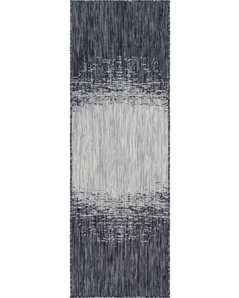 Coastal outdoor modern ombre rug - Charcoal Gray / 2’ x 6’ 1