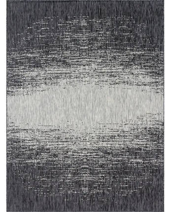 Coastal outdoor modern ombre rug - Charcoal Gray / 9’ x 12’