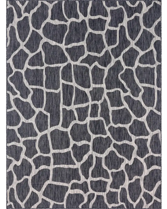 Contemporary outdoor safari giraffe rug - Charcoal Gray / 9’