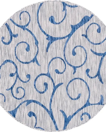 Modern outdoor botanical curl rug - Gray / 4’ 1 x 4’ 1 /