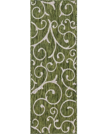 Modern outdoor botanical curl rug - Green / 2’ x 6’ 1 /