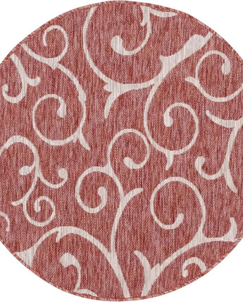 Modern outdoor botanical curl rug - Rust Red / 4’ 1 x 4’ 1 /