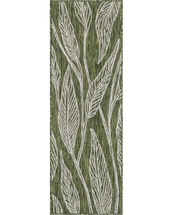Modern outdoor botanical leaf rug - Green / 2’ x 6’ 1 /