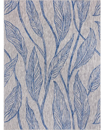 Modern outdoor botanical leaf rug - Light Gray / 9’ x 12’ /