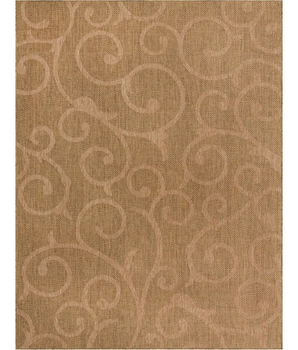 Modern outdoor botanical vine rug - Brown / 9’ x 12’ /