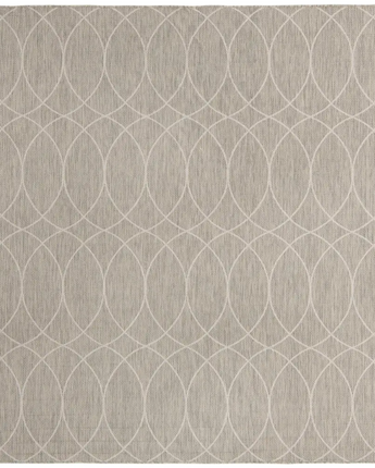 Modern outdoor trellis gitter rug - Light Gray / 10’ x 10’ /