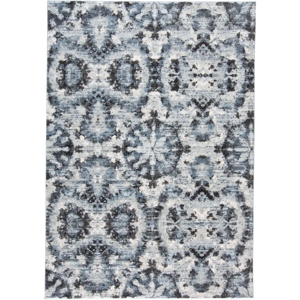 Ainsley Abstract Ikat Blotch Rug - Blue / Gray / Rectangle /