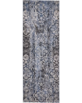Ainsley Modern Distressed Floral Rug - Blue / Black / Runner