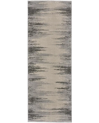 Akhari Gradient Textured Striated Rug - White / Gray / 