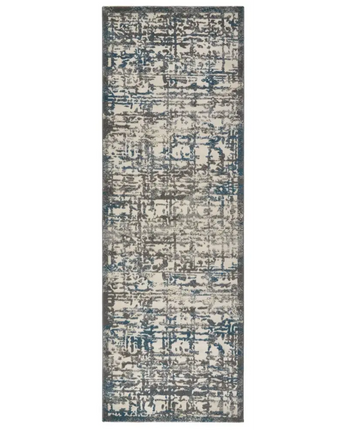 Akhari Textured Abstract Rug - Gray / Teal / Runner / 2’-10 