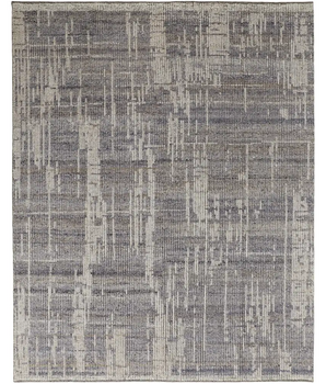 Alford Minimalist Eyelash Wool Rug - Gray / Blue / Rectangle