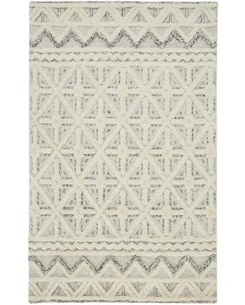 Anica Moroccan Wool Rug w/Diamond Lines - White / Blue / 