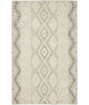 Anica Moroccan Wool Tufted Rug - White / Gray / Rectangle / 