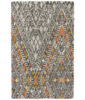 Arazad Tribal Style Tufted - Gray / Orange / Rectangle / 2’ 