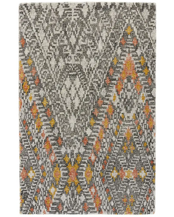Arazad Tribal Style Tufted - Gray / Orange / Rectangle / 2’ 