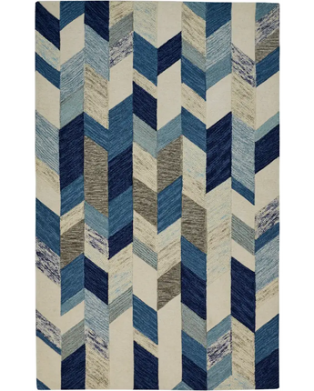 Arazad Tufted Graphic Chevron Rug - White / Blue / Rectangle
