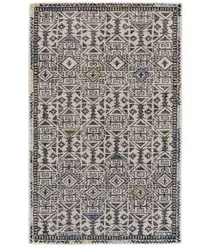 Arazad Tufted Tribal Pattern - Gray / Black / Rectangle / 2’