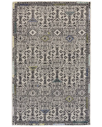 Arazad Tufted Tribal Pattern - Gray / Black / Rectangle / 2’