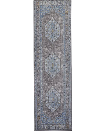 Armant Medallion Space Dyed Rug - Blue / Gray / Runner / 