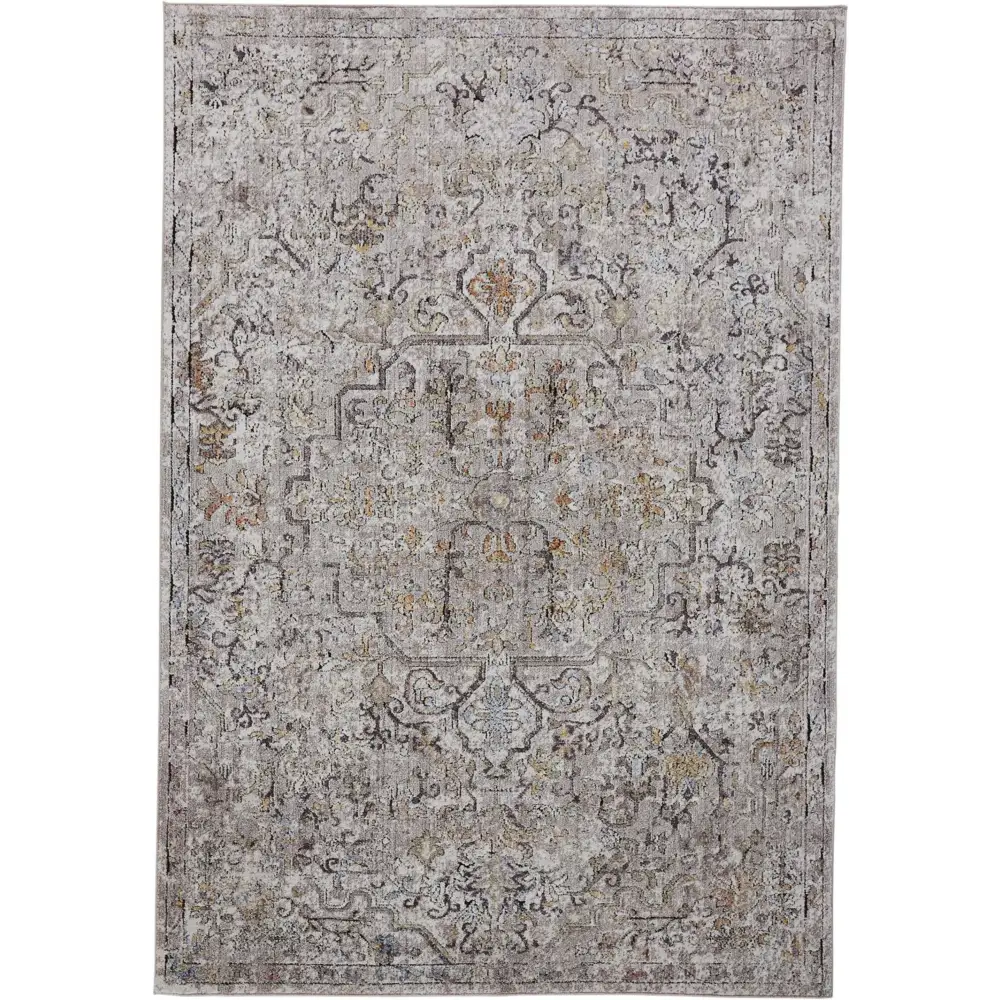 Armant Medallion Space Dyed Rug - Gray / Rectangle / 2’ x 3’