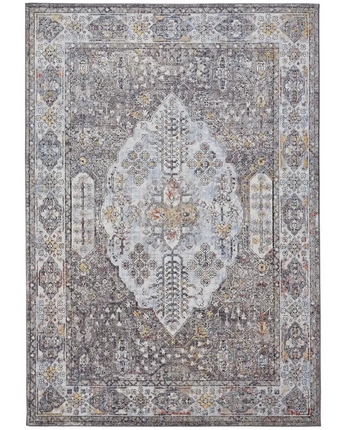 Armant Space Dyed Medallion Rug - Gray / Blue / Rectangle / 
