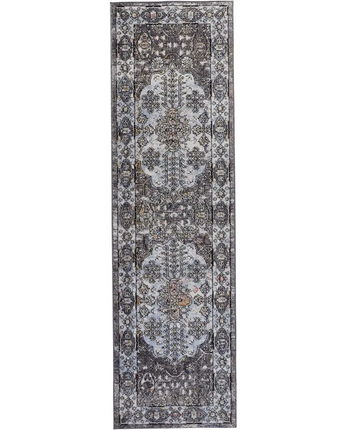 Armant Space Dyed Medallion Rug - Gray / Blue / Runner / 