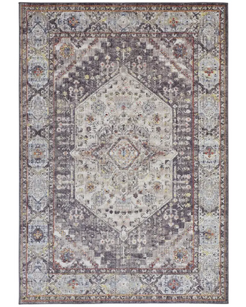 Armant Space Dyed Medallion Rug - Gray / Purple / Rectangle 