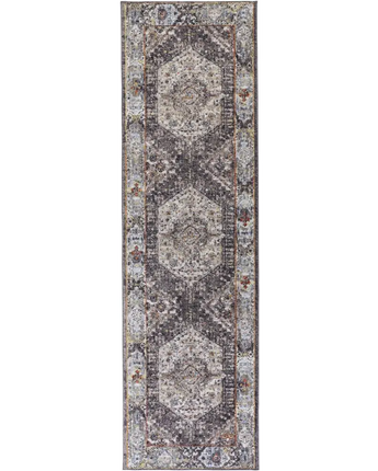 Armant Space Dyed Medallion Rug - Gray / Purple / Runner / 