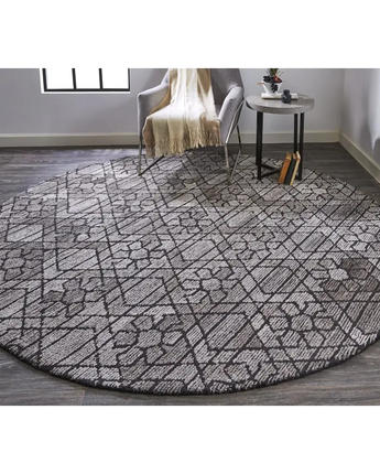Asher Geometric Floral Wool - Area Rugs