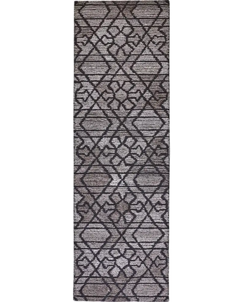 Asher Geometric Floral Wool - Gray / Black / Runner / 2’-6 x