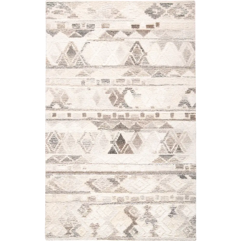 Asher Gradient Distressed Diamond Wool Rug - White / Brown /