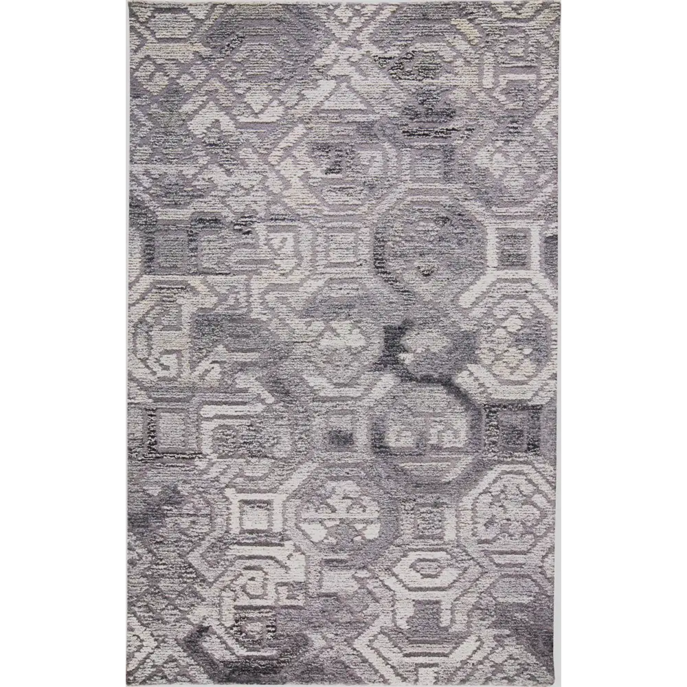 Asher Lustrous Geometric Wool - Gray / Rectangle / 2’ x 3’ -