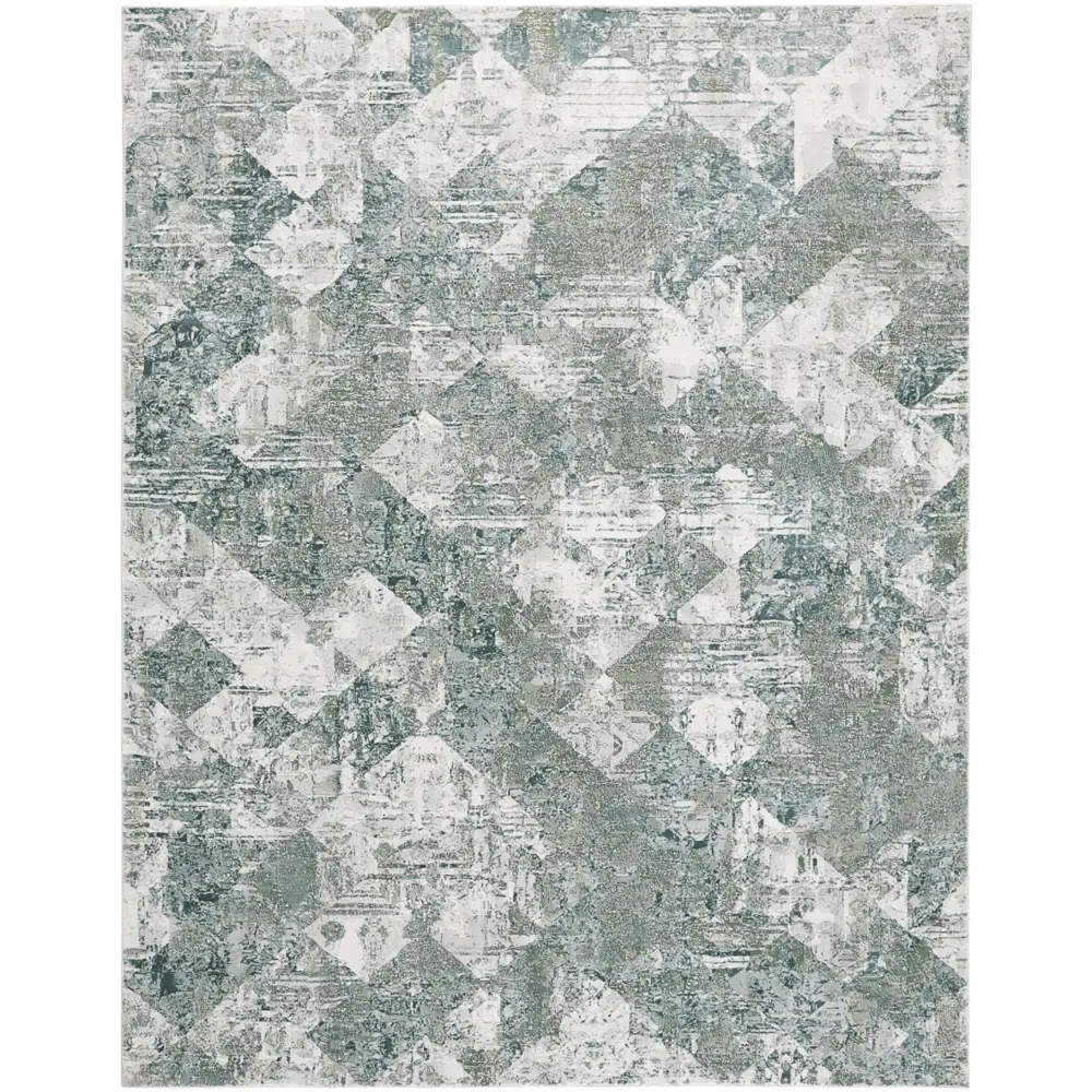 Atwell Contemporary Distressed - Green / White / Rectangle /