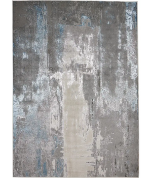 Azure Modern Metallic Watercolor Rug - Silver / Teal / 