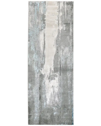 Azure Modern Metallic Watercolor Rug - Silver / Teal / 
