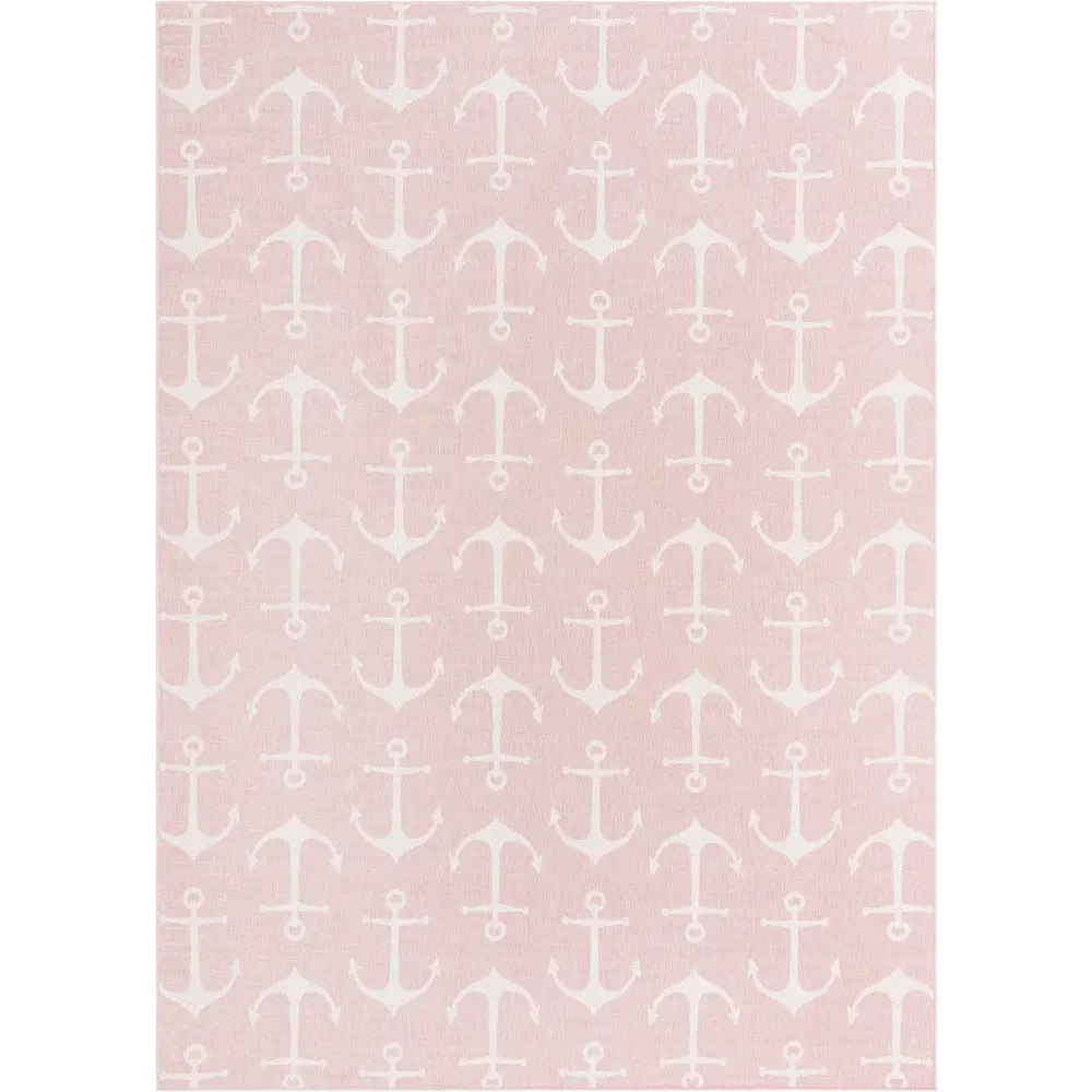 Beach/nautical outdoor coastal ahoy rug - Pink / 10’ x 14’ 1