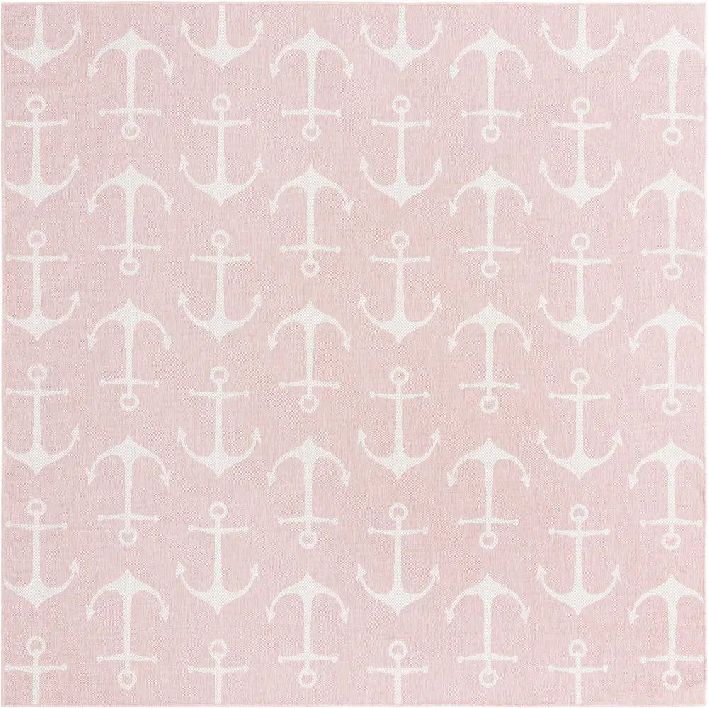 Beach/nautical outdoor coastal ahoy rug - Pink / 10’ x 10’ /