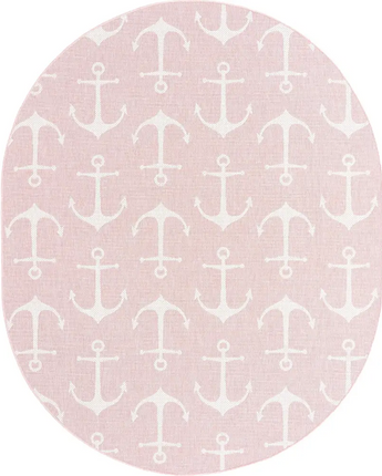 Beach/nautical outdoor coastal ahoy rug - Pink / 7’ 10 x 10’