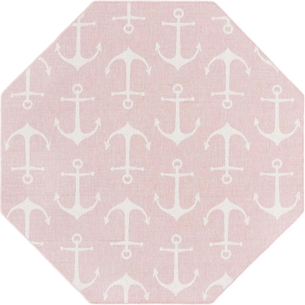 Beach/nautical outdoor coastal ahoy rug - Pink / 7’ 10 x 7’