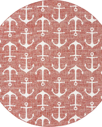 Beach/nautical outdoor coastal ahoy rug - Rust Red / 10’ x