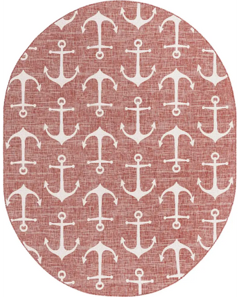 Beach/nautical outdoor coastal ahoy rug - Rust Red / 7’ 10 x
