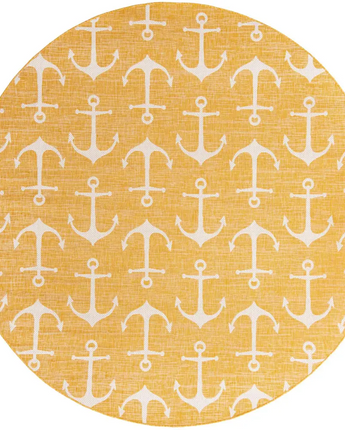 Beach/nautical outdoor coastal ahoy rug - Yellow / 10’ x 10’