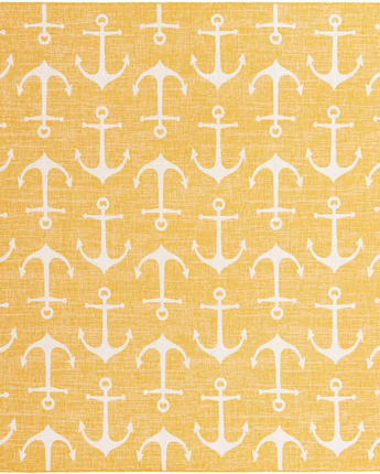 Beach/nautical outdoor coastal ahoy rug - Yellow / 10’ x 10’