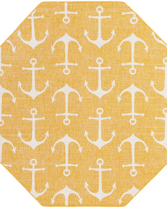 Beach/nautical outdoor coastal ahoy rug - Yellow / 7’ 10 x