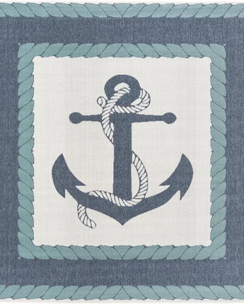 Beach/nautical outdoor coastal anchor rug - Navy Blue / 7’