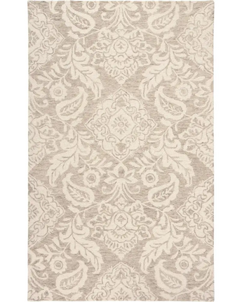 Belfort Modern Floral Paisley Rug - Tan / White / Rectangle 