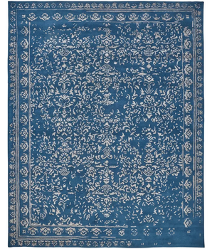 Bella High/Low Floral Wool Rug - Blue / Gray / Rectangle / 